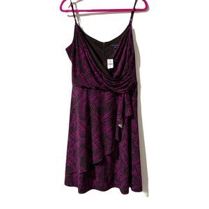 Banana Republic Faux Wrap Dress Geometric Print Ruched Size 14 NWT